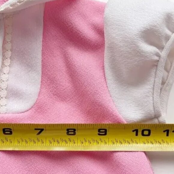 Baby Pink Dress Sz 12mo Lace Peter Pan Collar Embroidered Animal Mid Mod - Picture 9 of 10